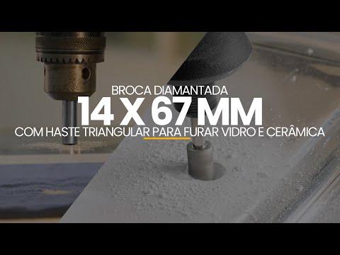 Serra Copo Ou Broca Diamantada de 14 X 67 Mm Com Haste Triangular Para Furar Vidro E Cerâmica Mtx