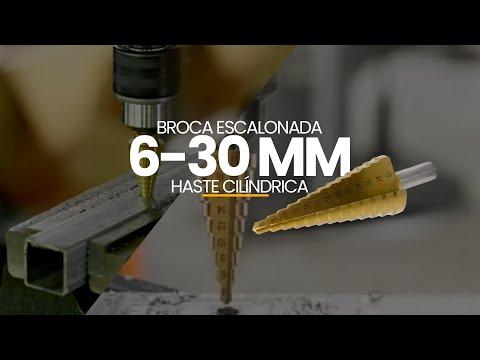 Broca Escalonada de 6 A 30 Mm Em Aço Rápido Revestida de Titânio Com Haste Cilíndrica Para Chapa de Metal Ctm-50706030 Ctpohr