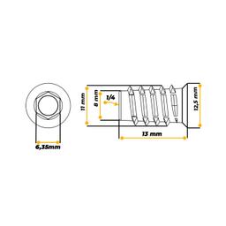 Imagem 3 do Bucha Americana Rosca 1/4 X 13 Mm Para Madeira