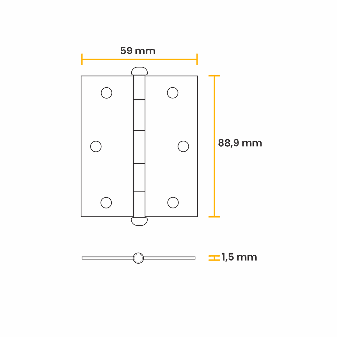 Dobradiça Comum 3.1/2" Fumê Com Pino Bola