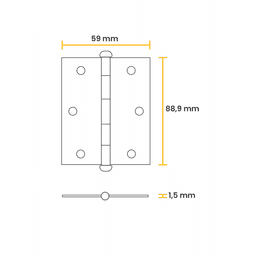 Imagem 4 do Dobradiça Comum 3.1/2" Fumê Com Pino Bola