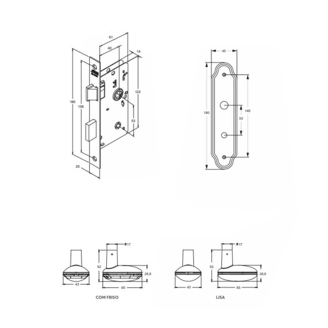 Fechadura Stam Para Portas Oxi 25/40 Mm Banheiro