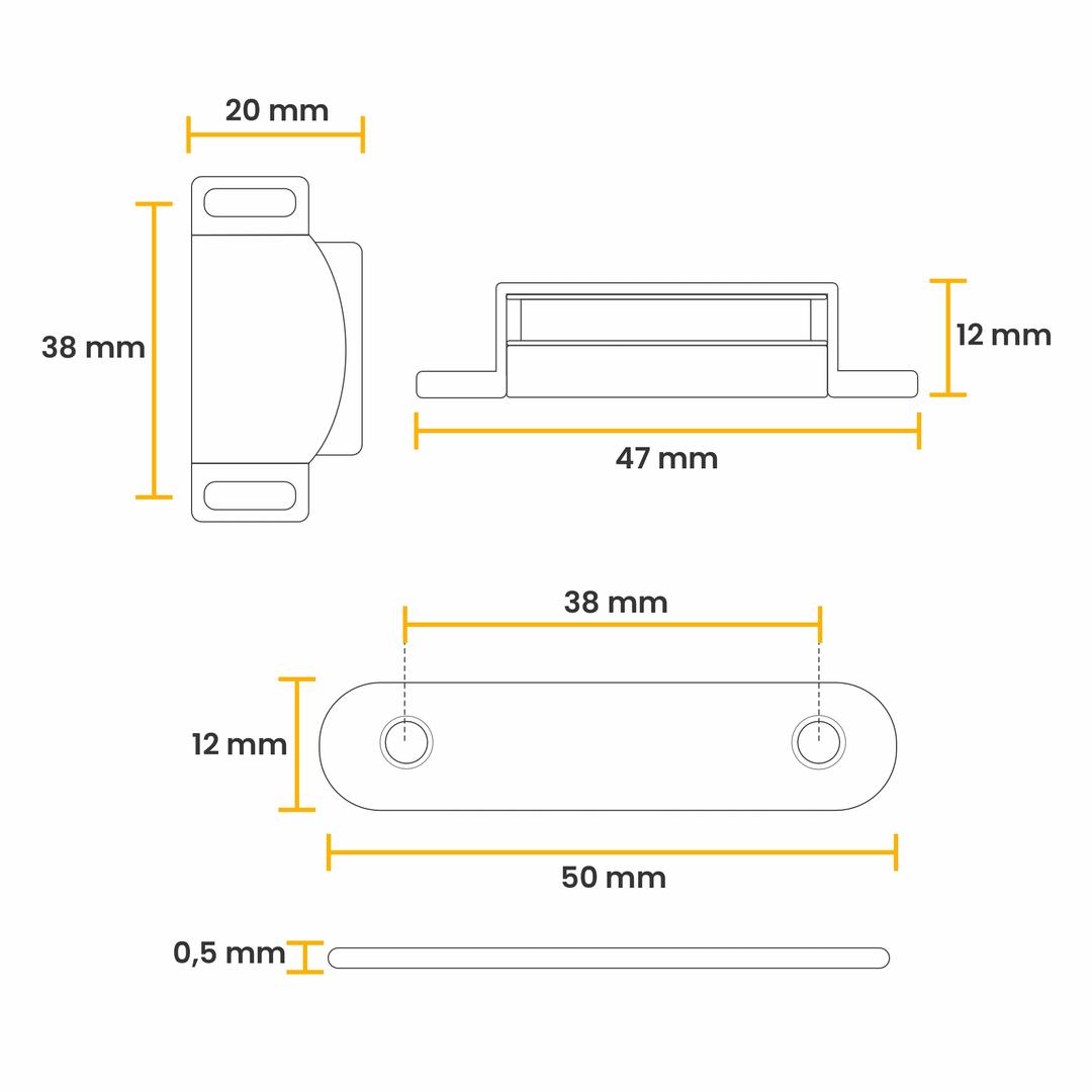 Fecho Magnético Branco Para Portas de Armários