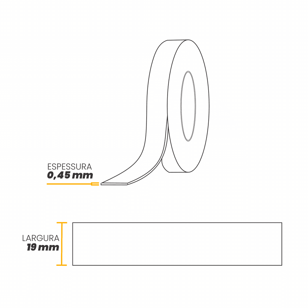 Fita de Pvc Borda Branco Fosco Largura 19mm Rolo 300 Mts
