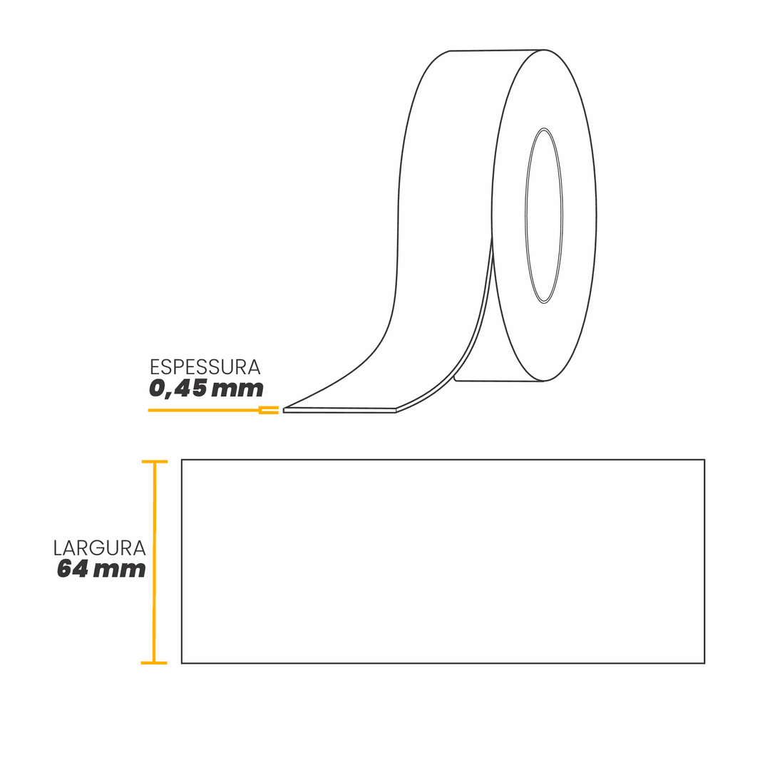 Fita de Pvc Borda Branco Fosco Largura 65mm Rolo 20 Mts