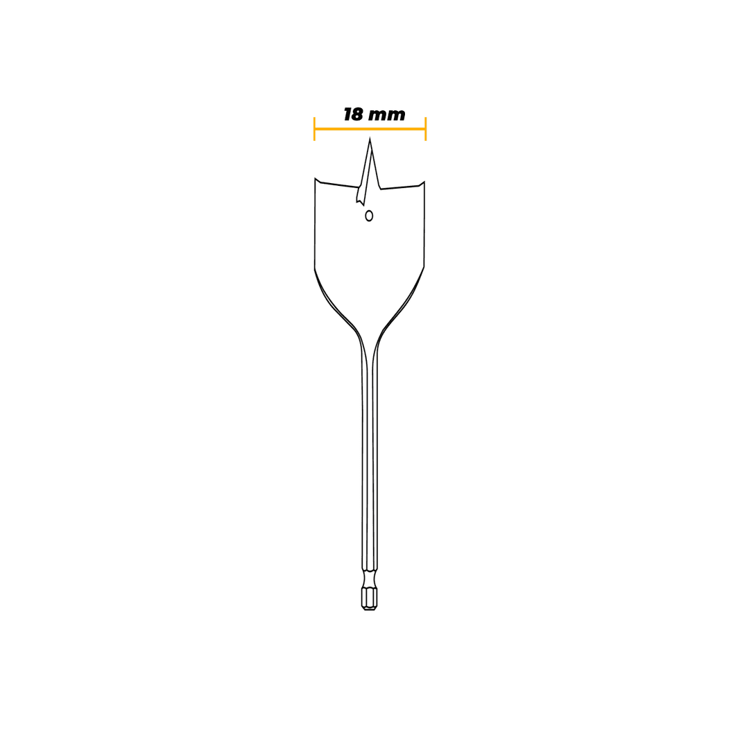 Broca Chata Ø18 Mm Para Madeira Haste Sextavada