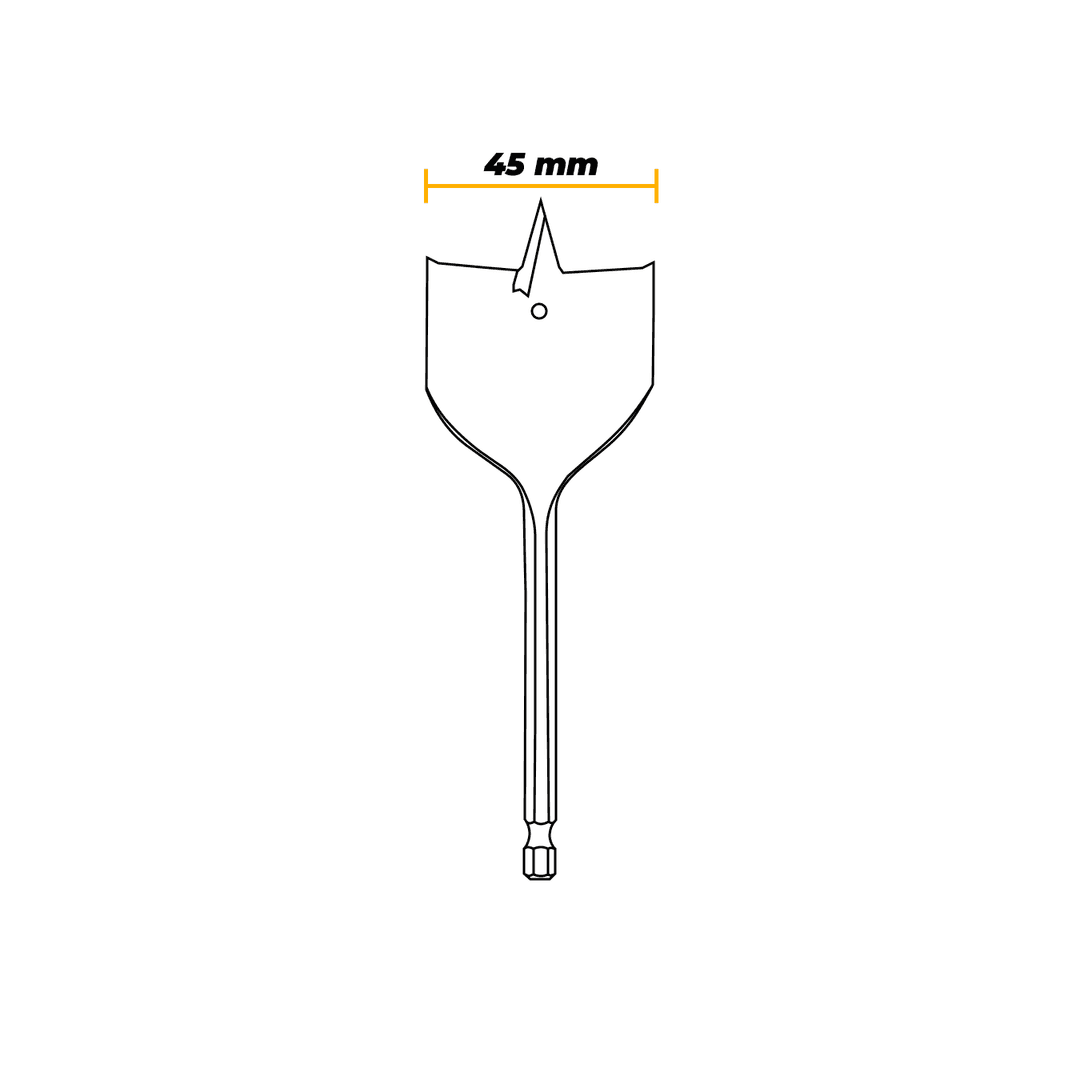 Broca Chata Para Madeira Ø45 Mm Haste Sextavada