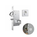 Fechadura Em Inox Com Cilindro Oval E Roseta Quadrada Para Porta Pivotante de Correr 950 Stam