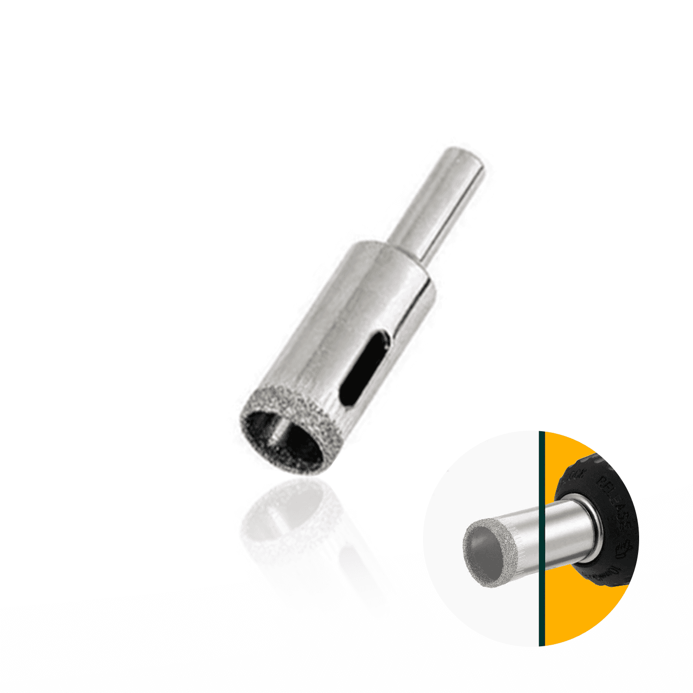 Serra Copo Ou Broca Diamantada de 10 X 55 Mm Com Haste Cilíndrica Para Furar Vidro E Cerâmica Sparta