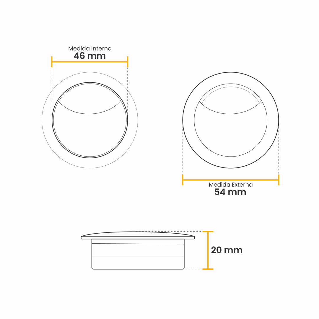 Passa Fio 46 Mm Cinza Para Mesas E Bancadas - Bigfer