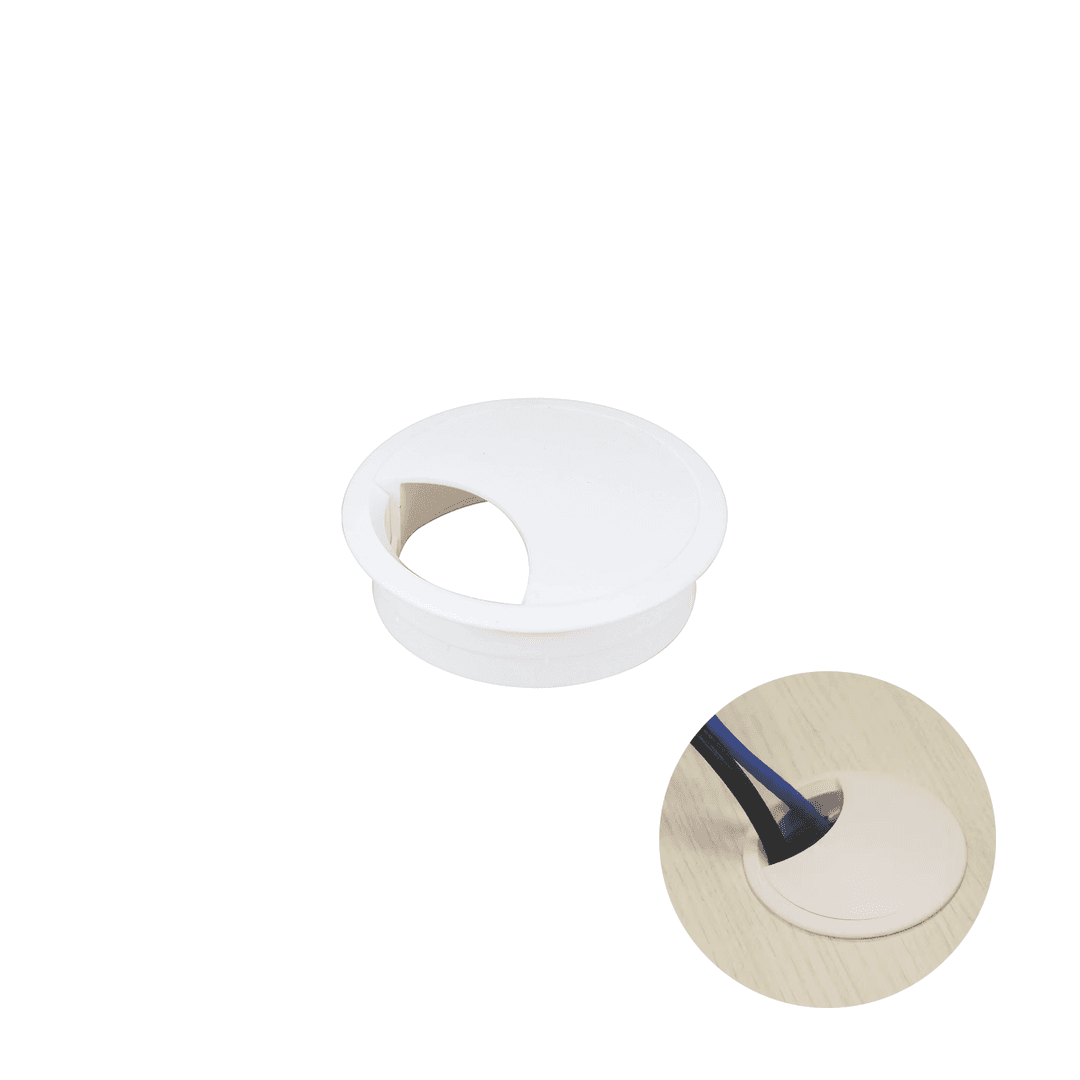 Passa Fio 59 Mm Branco Para Mesas E Bancada