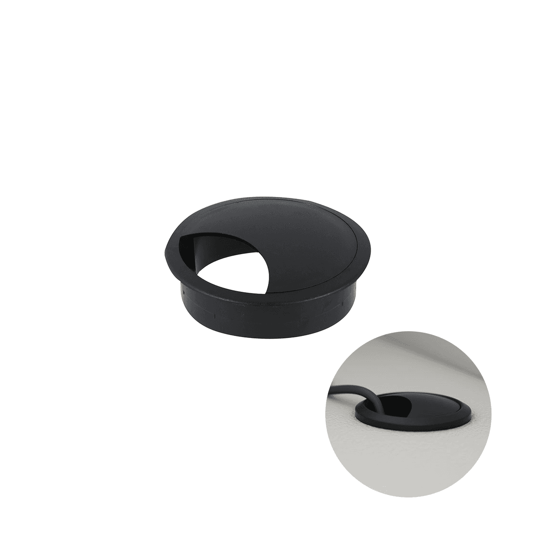 Passa Fio 59 Mm Preto Para Mesas E Bancada