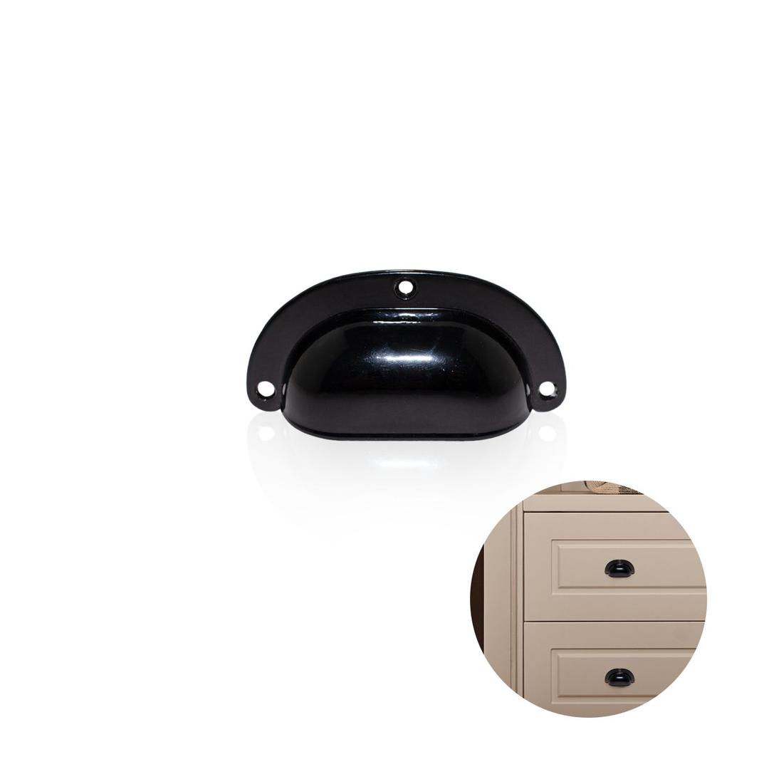 Puxador Concha 64 Mm Preto Brilhante Exclusivo