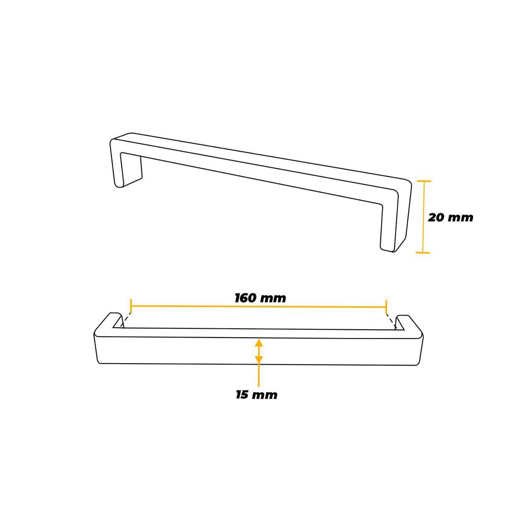 Puxador Leblon Preto Acetinado Furação 160 Mm