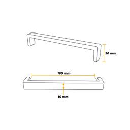Imagem 4 do Puxador Leblon Preto Acetinado Furação 160 Mm