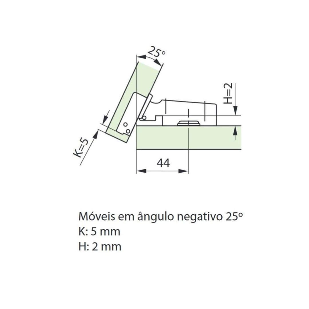 Dobradiça Fgv M.k85 25 Graus de Ângulo Negativo