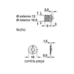 Imagem 4 do Fecho Esférico Embutido 12 Mm Latão Hafele