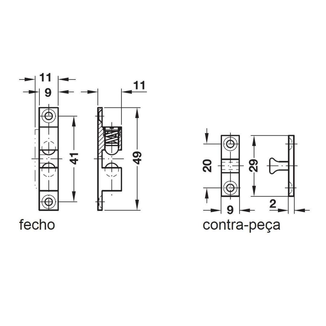 Fecho Dupla Esfera 50 X 9 X 11 Mm Latão Hafele