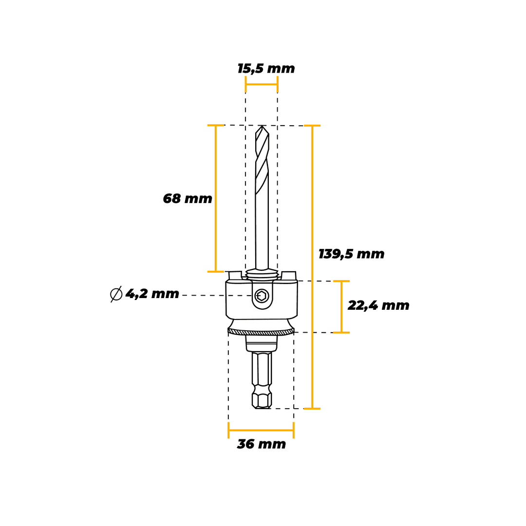 Mandril Para Serra Copo A2 Haste 3/8 Serra 32 A 210mm