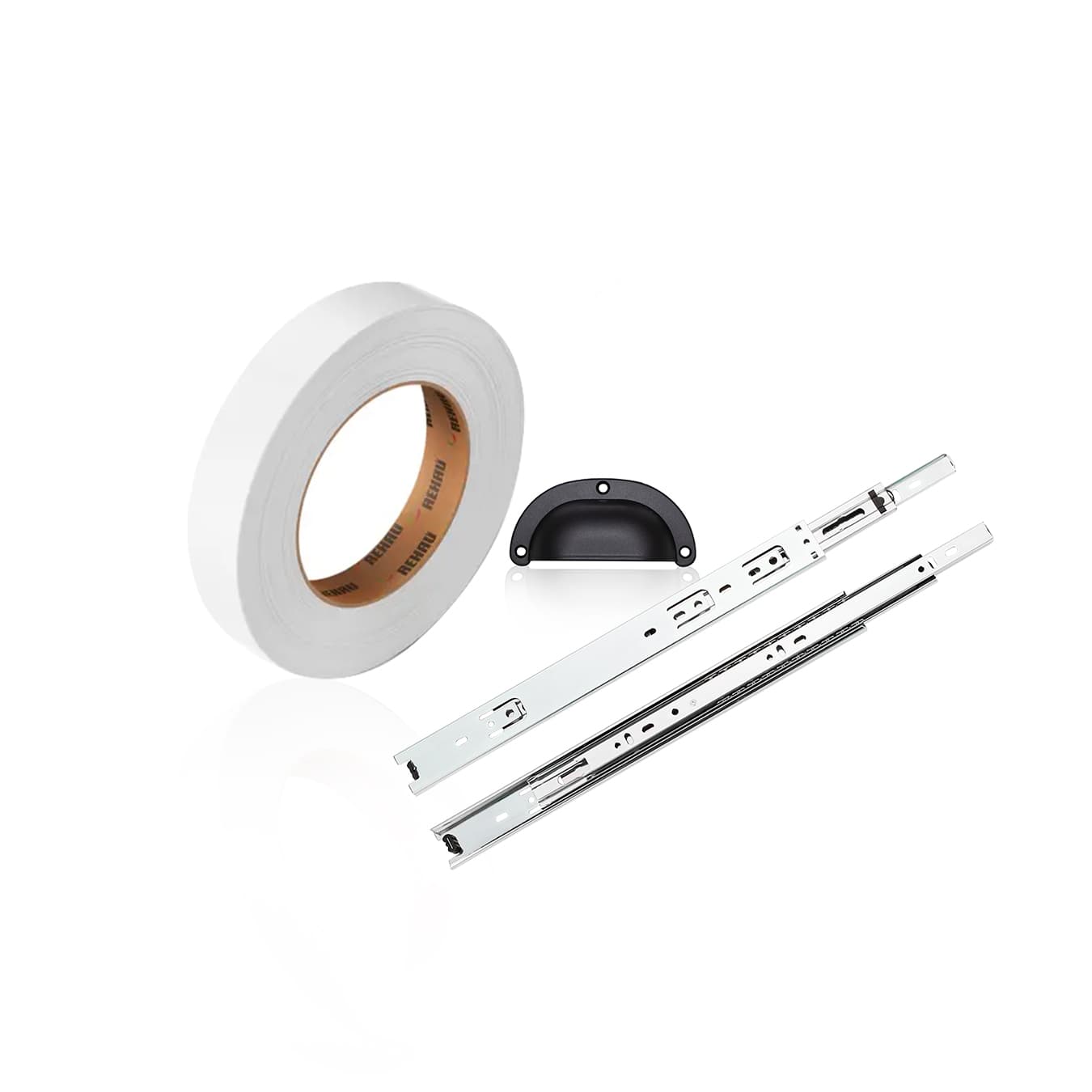 Kit Para Gaveta Corrediça Puxador E Fita Branca