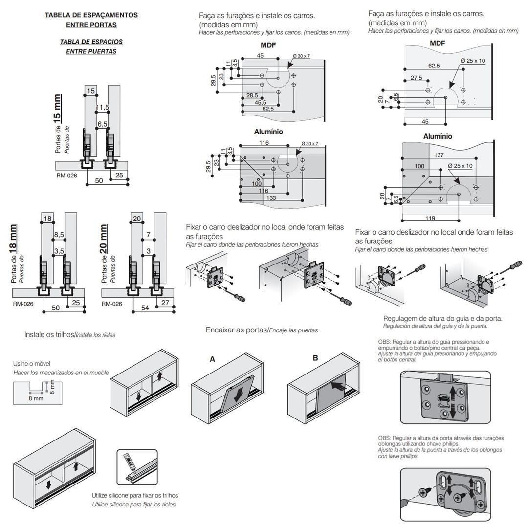 Kit Porta Correr Kit Ro-22 Rometal 1 Porta