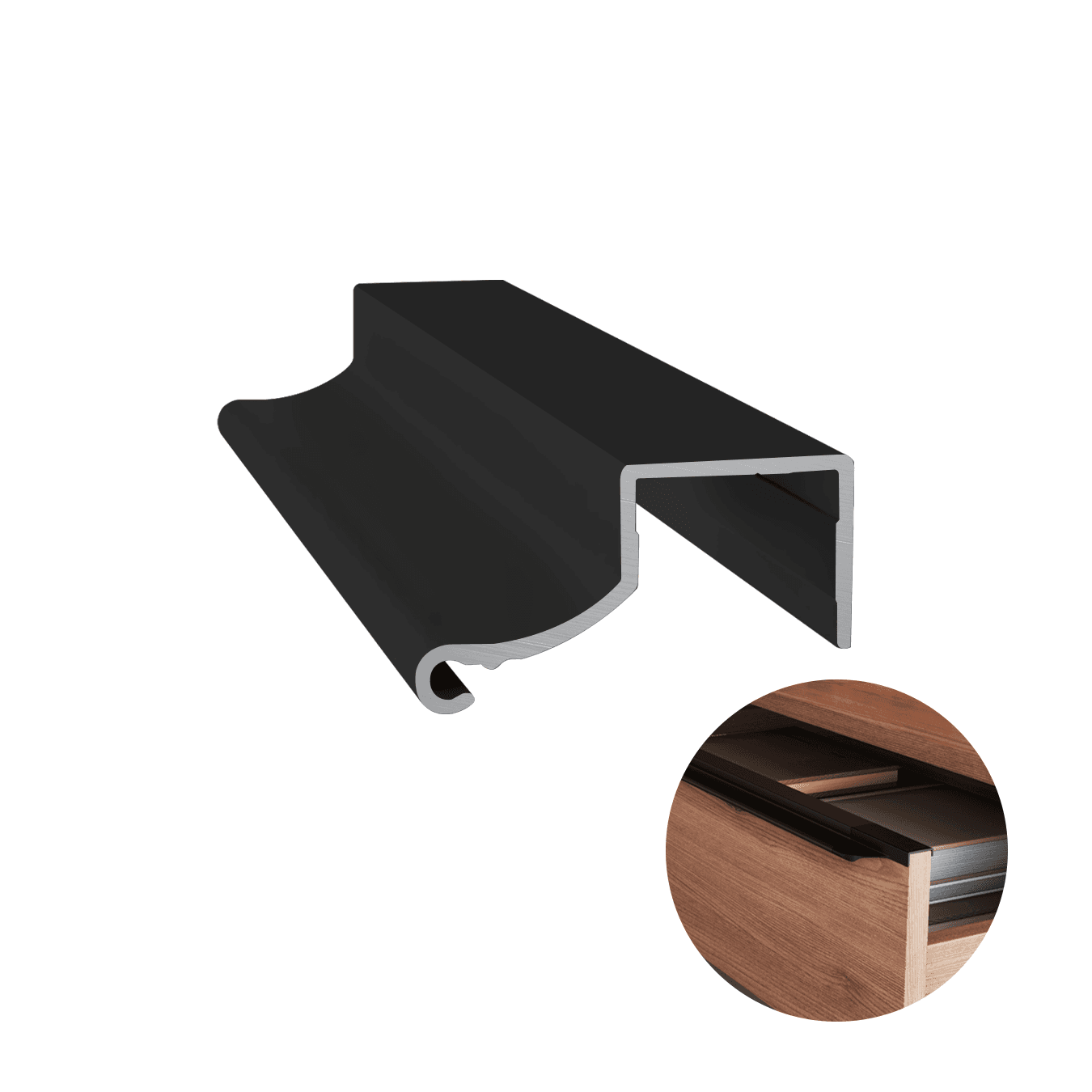 Perfil Puxador Facetato Safira Na Cor Preto de 15 Mm Rm407 Rometal