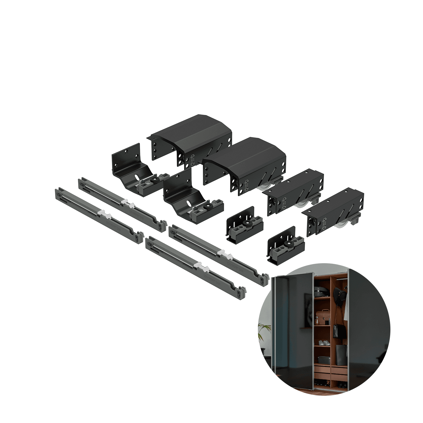 Kit Sistema Para Porta de Correr Dominus Até 20 Kg Para 2 Portas Rometal
