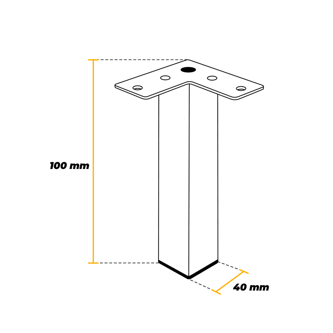 Pé Quadrado 10 Cm de Altura Para Móveis Em Geral