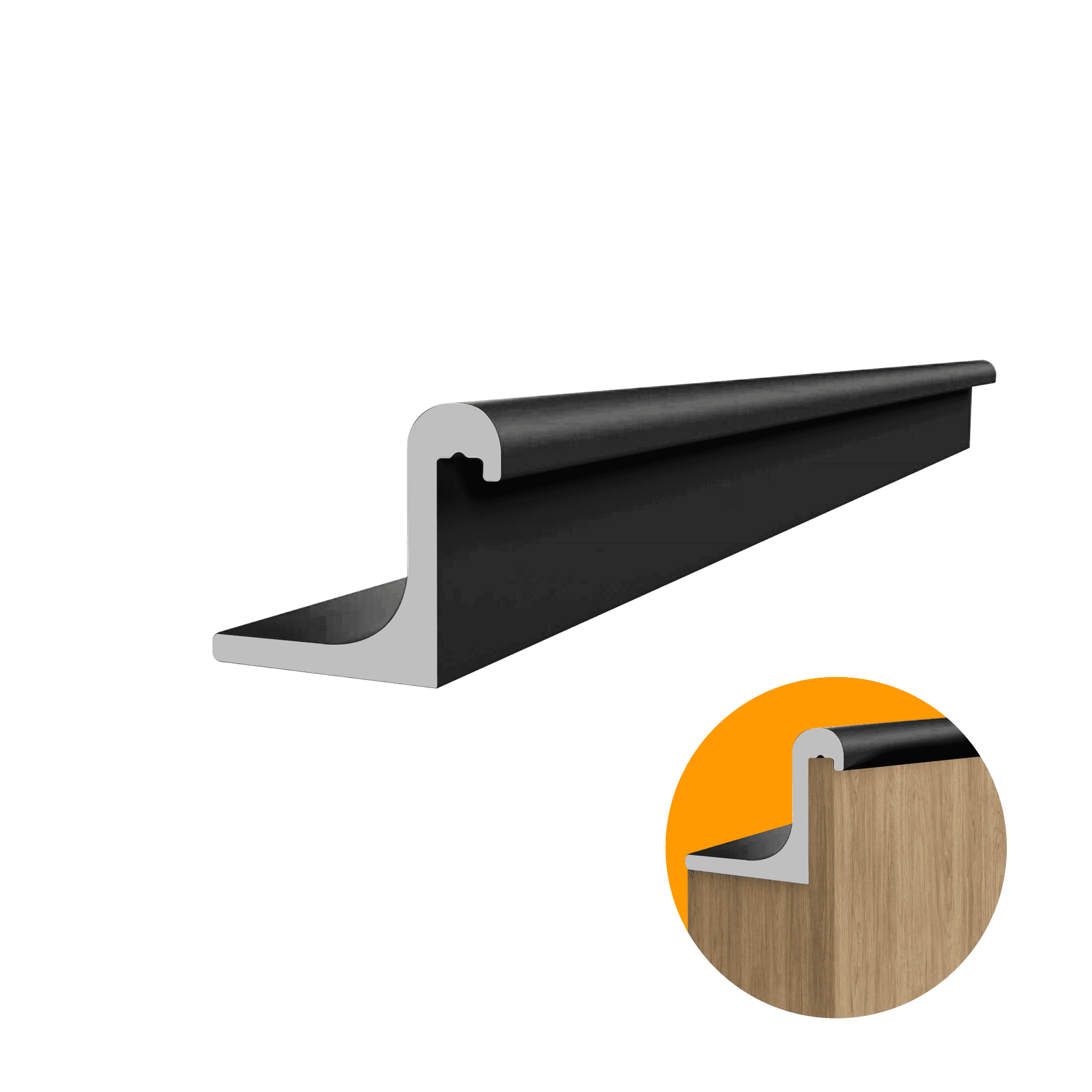 Perfil Puxador 4255 15mm Preto Rfc