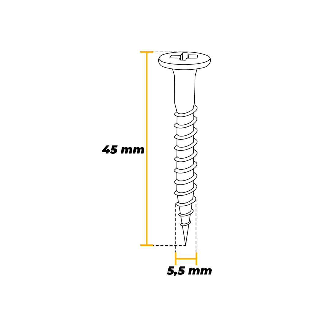 Parafuso Cabeça Para Tampinha 5,5 X 45 Mm Caixa Com 200 Peças