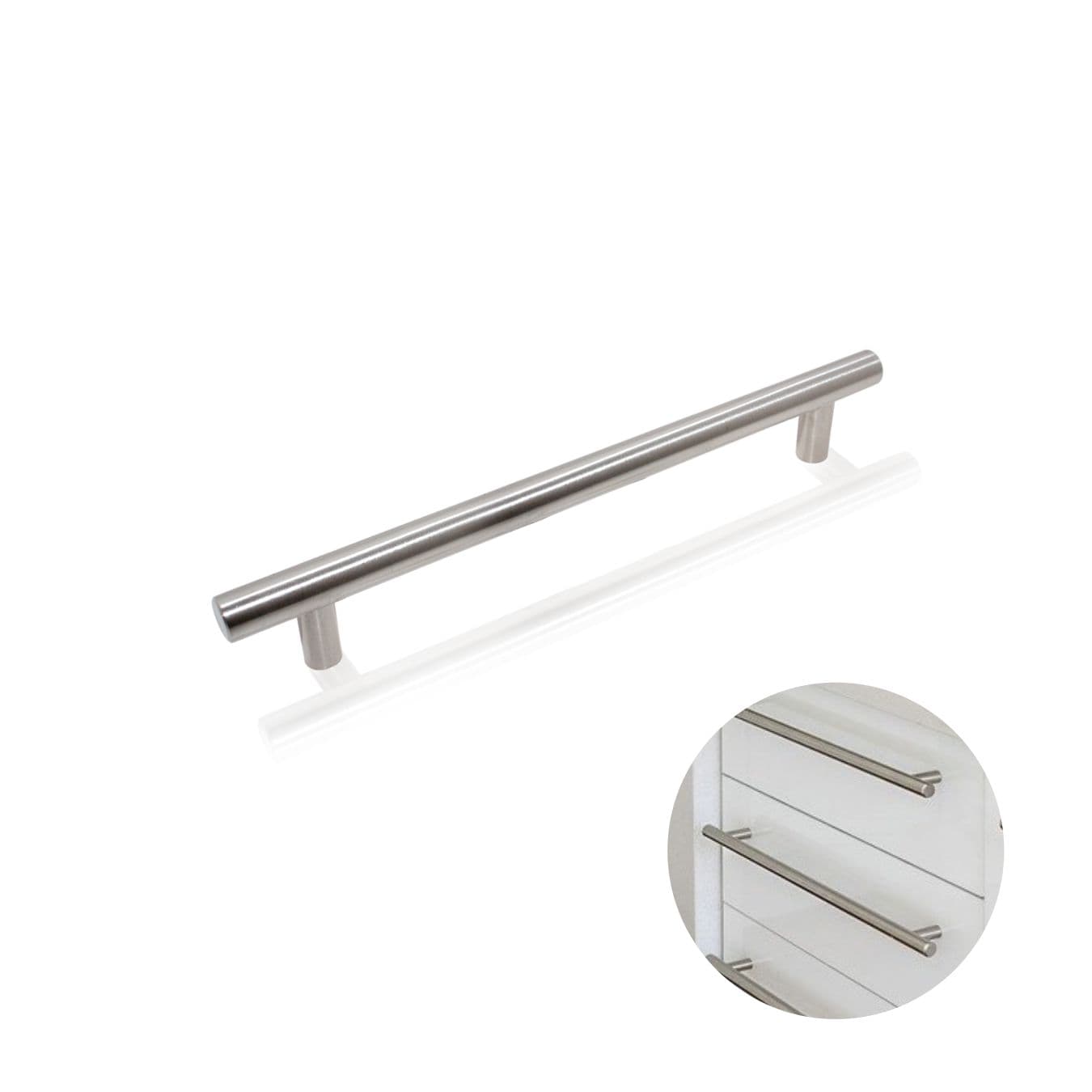 Puxador Haste Redondo Aço Inox 201 Escovado 224 Mm / 35 Cm Para Gavetas Renna