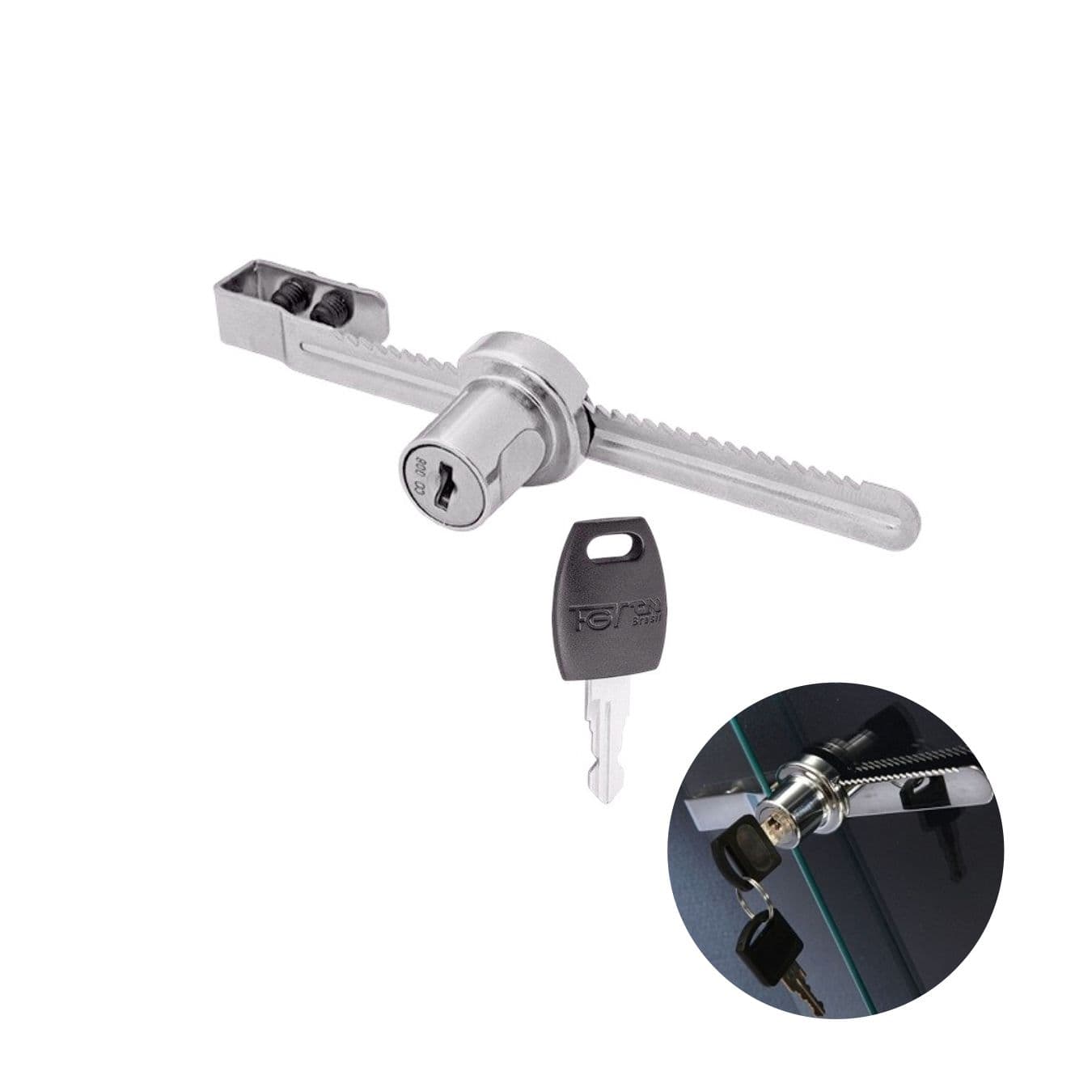Fechadura Portas de Vitrine Trava de 140mm Exclusiva