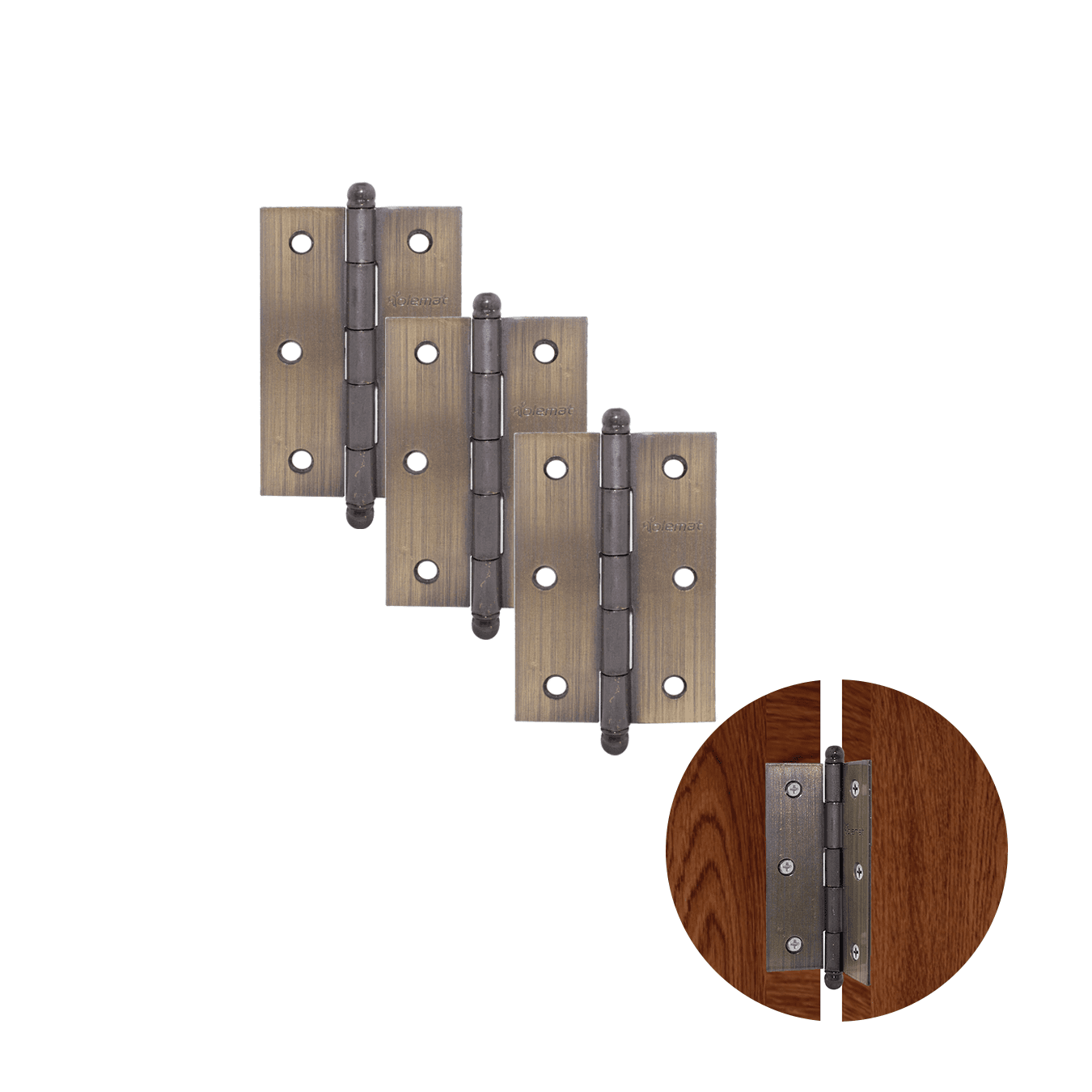 Dobradiça Comum Em Antique 3.1/2" Pol Com Pino Bola Tolemat