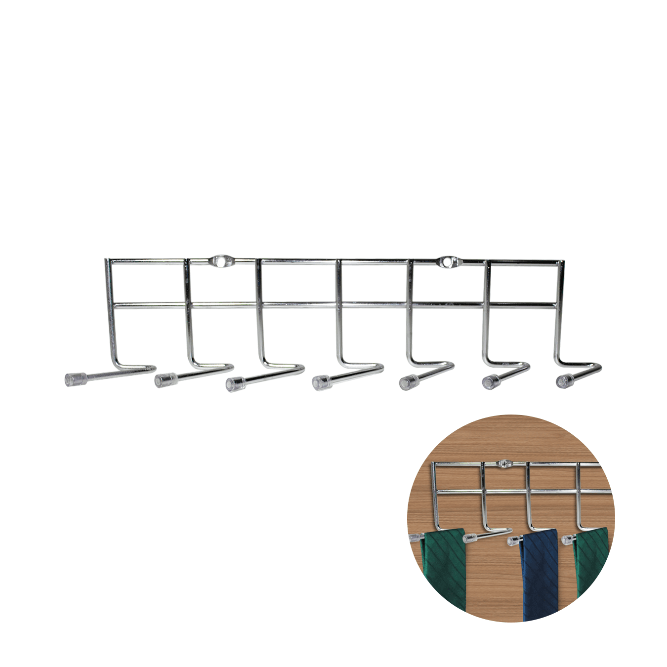 Porta Gravatas 32 X 8 Cm Com 7 Ganchos Cromado