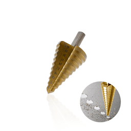 Broca Escalonada de 9 A 36 Mm Em Aço Rápido Revestida de Titânio Com Haste Cilíndrica Para Chapa de Metal Ctm-50709036 Ctpohr