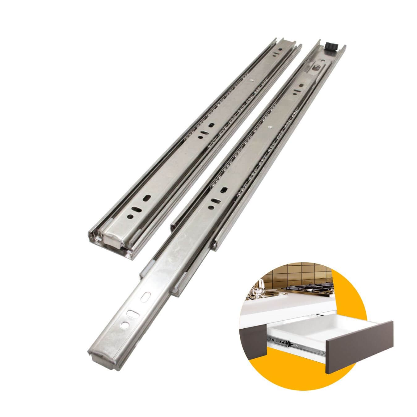 Corrediça Trilho Telescópico 50 Cm Inox H45 45kg - Hd