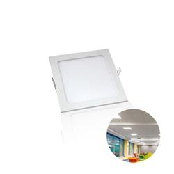 Painel Plafon de Led de 12w Luminária Quadrado de Embutir 6000k Branco Frio de 16,5 X 16,5 Cm Cristais de Luz