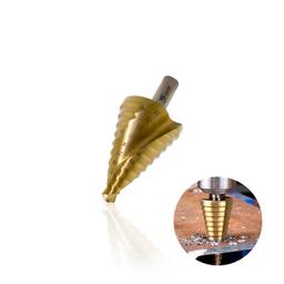 Broca Escalonada de 9 A 36 Mm Em Aço Rápido Revestida de Titânio Com Haste Triangular Para Chapa de Metal Mtx