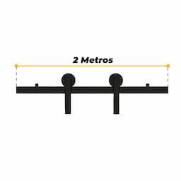 Imagem 3 do Kit Porta de Correr Preto Fosco Trilho E Roldanas Aparente 2 Metros
