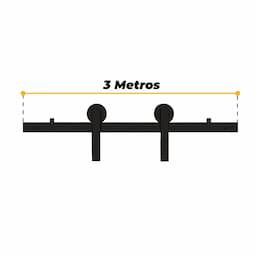 Imagem 3 do Kit Porta Correr Preto Foscotrilho E Roldanas Aparentes 3 Metros