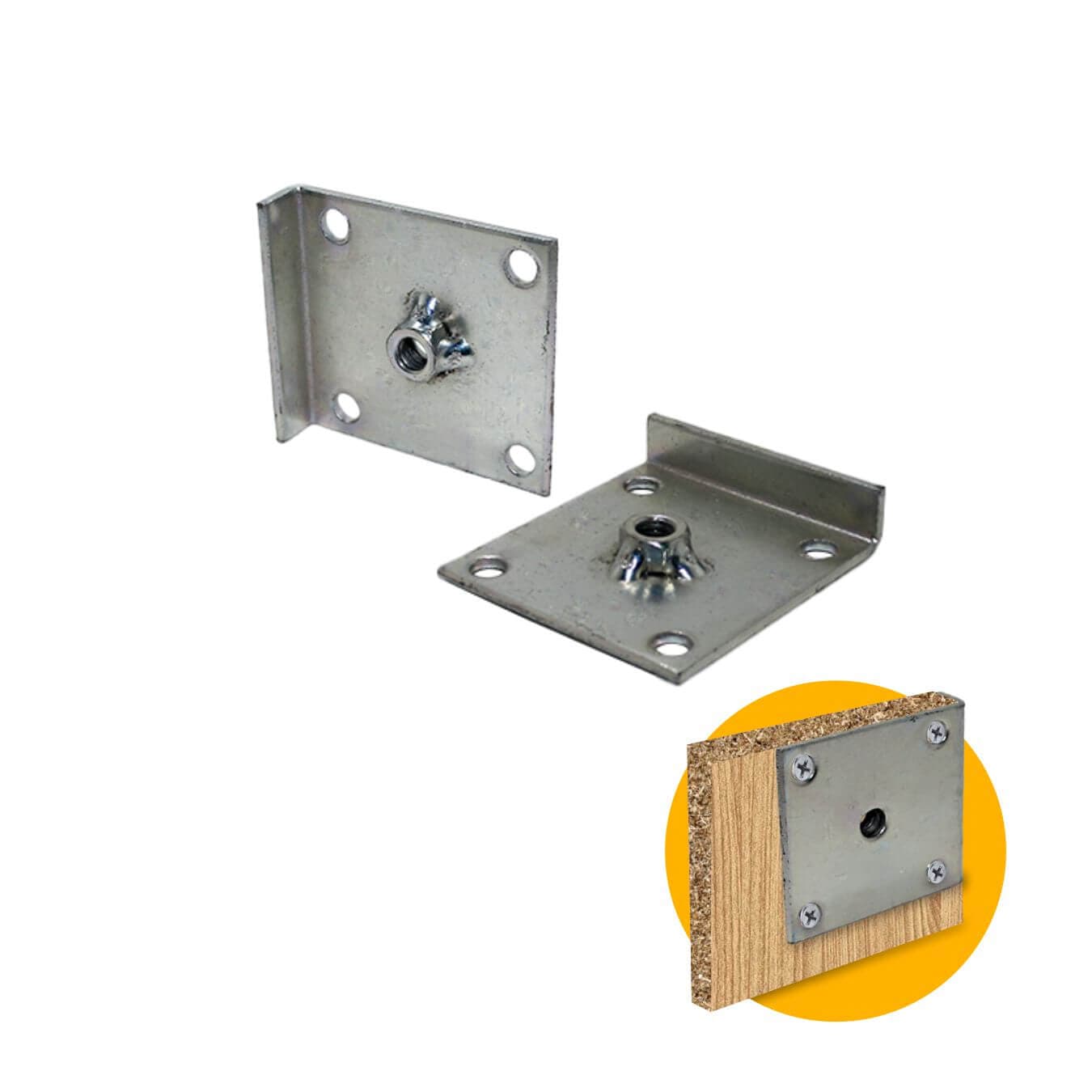 Chapa Suporte 90° Graus Com Rosca 5/16 Zinco Branco