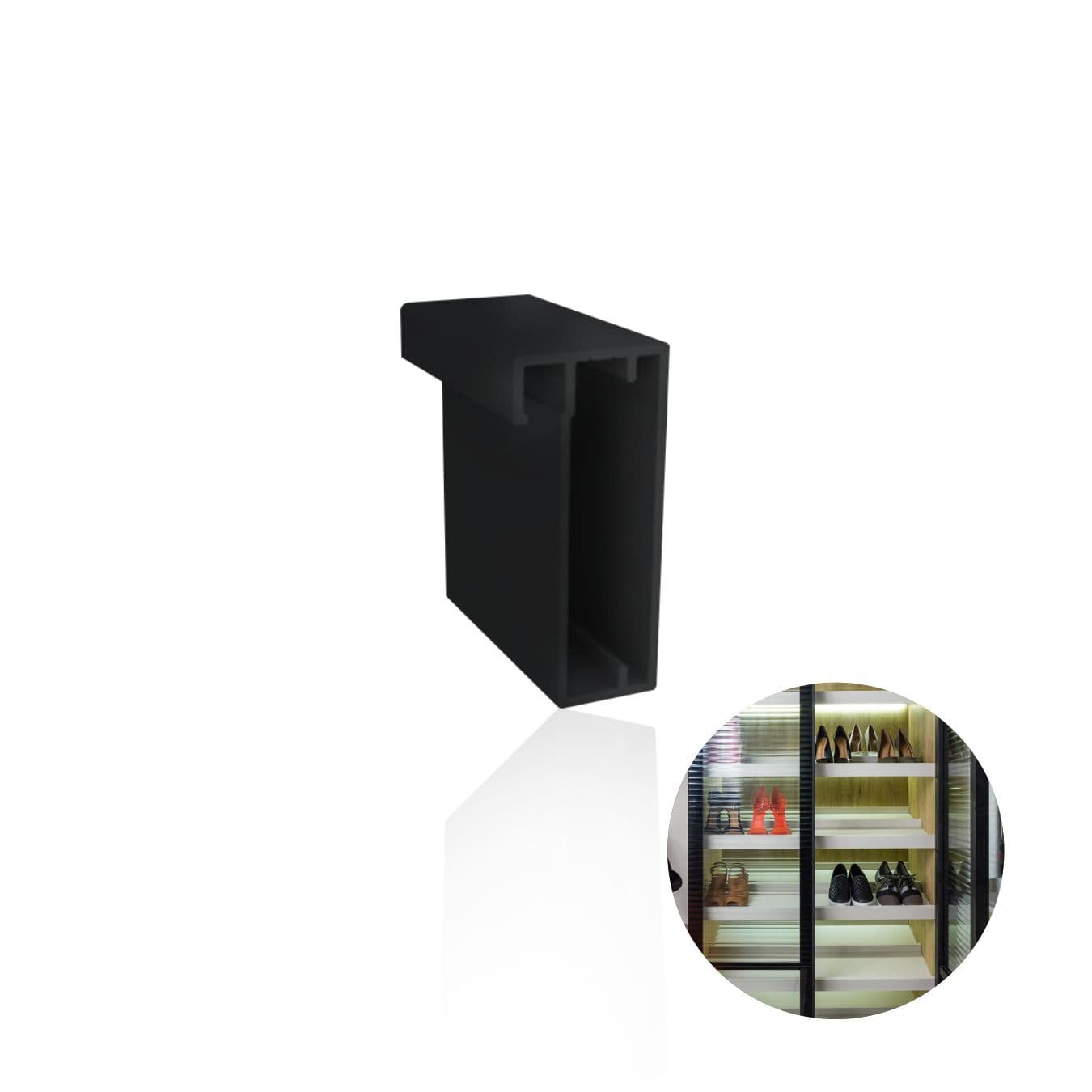 Perfil Montante Preto Para Vidro Rm059 Rometal