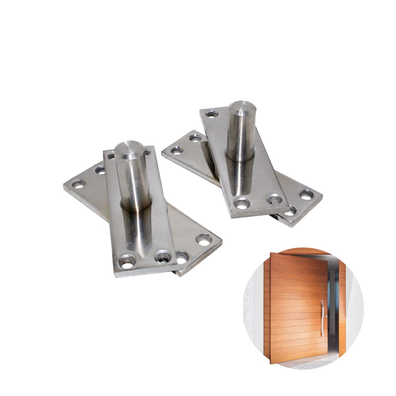 Dobradiça Pivô Aço Inox Para Porta de Passagem Até 350 Kg