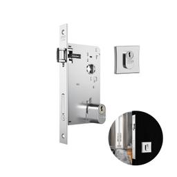 Fechadura Rolete Cromada Quadrada Para Porta Residencial Pivotante Externa de 40 A 60 Mm 1601 Stam