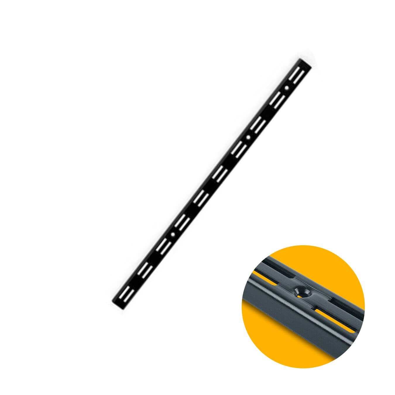 Trilho Cremalheira Duplo Preto de 150 Cm Em Aço Para Prateleiras
