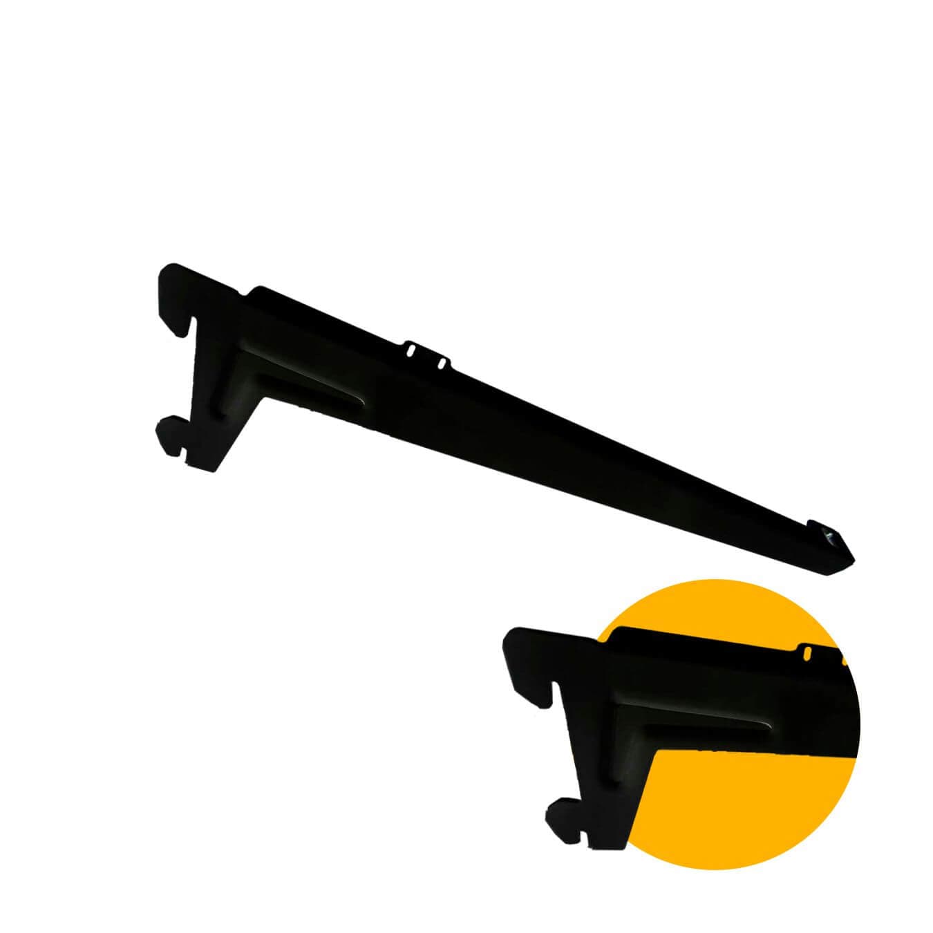 Suporte Preto de 30 Cm Com Aba Para Trilho Cremalheira