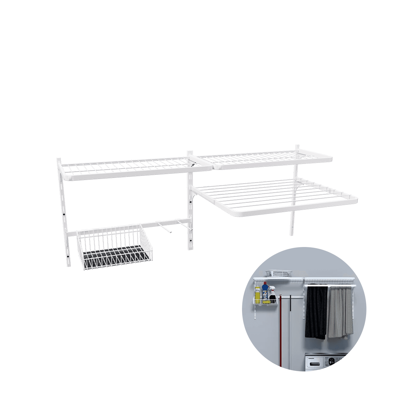 Kit Modular Branco Com Cesto Para Organizar Ambientes 120 X 50 Cm Mo0020