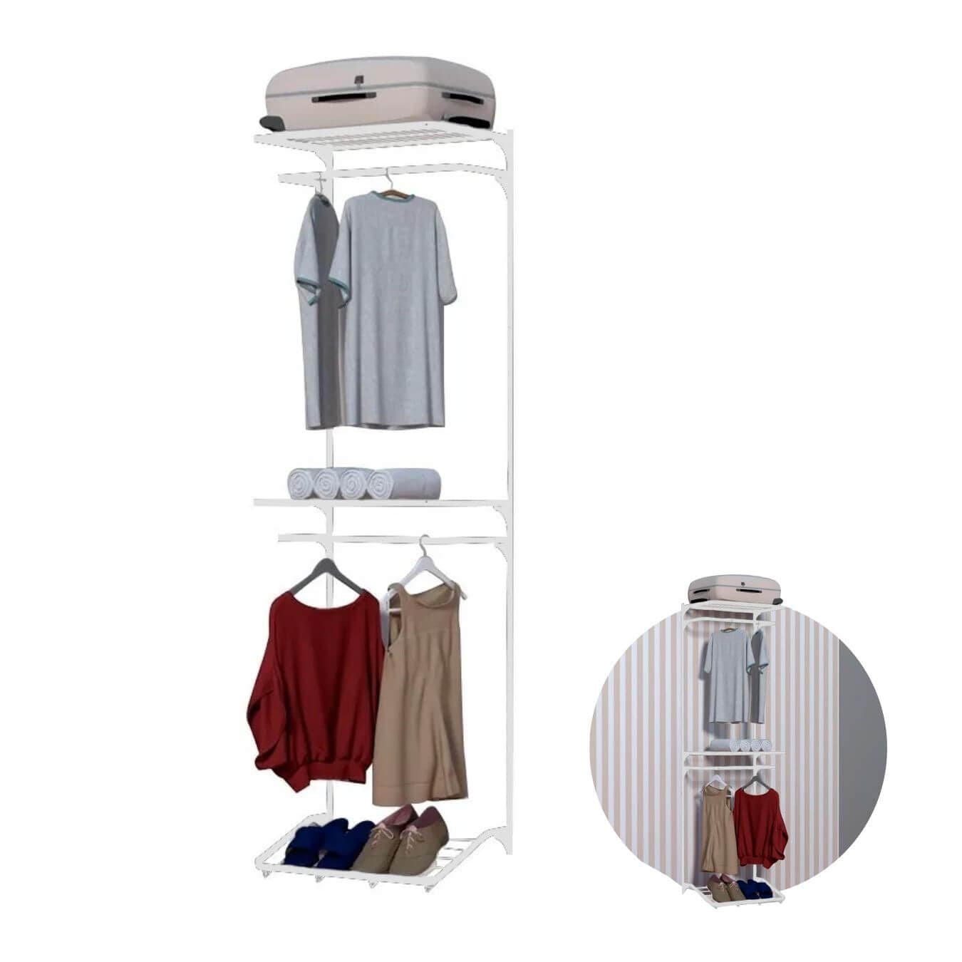 Kit Organizador de Ambiente Smarte 03 Em Aço 0,60 X 2mt Branco Mo0022