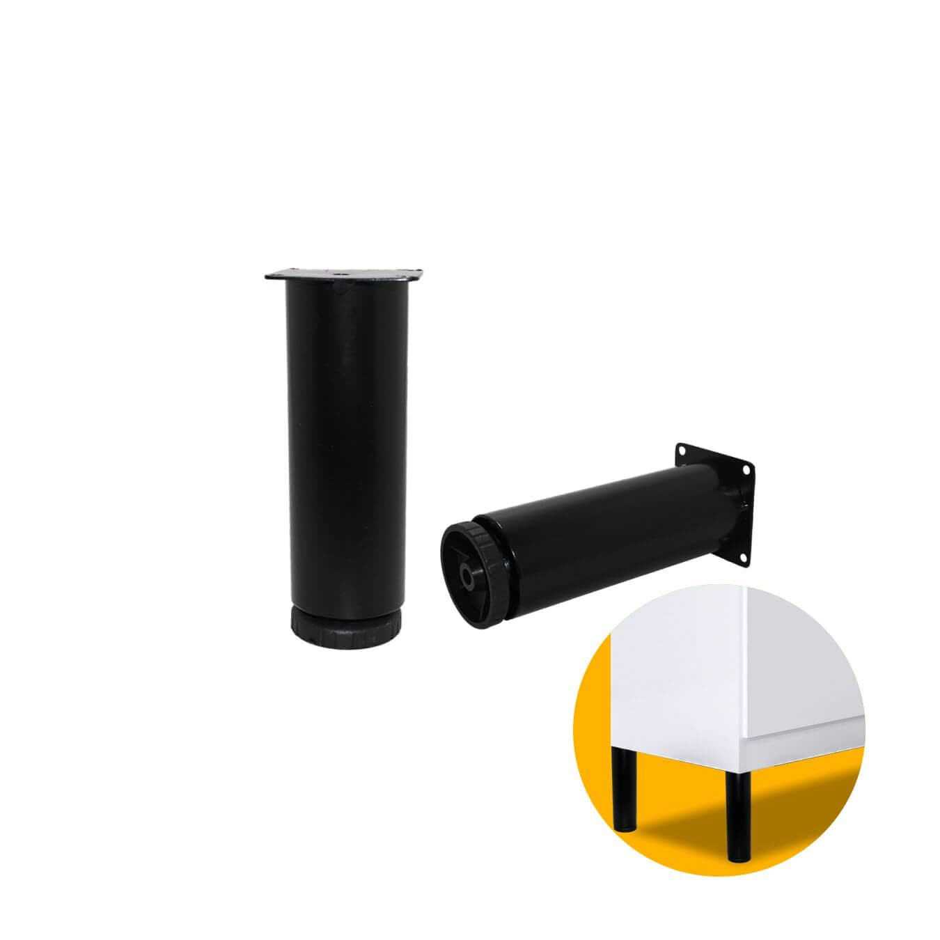 Pé Em Aço Para Móveis Altura 150 Mm X Diametro 2'' Com Regulagem