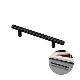 Puxador Haste Redondo Preto Com Friso 192 Mm / 23 Cm Para Gavetas Mk